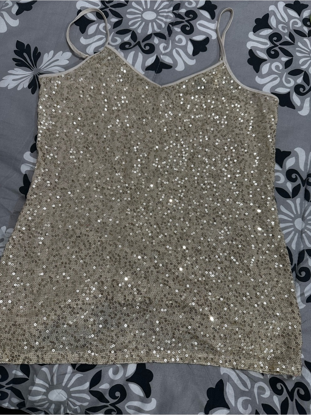 Express Sequin Camisole Tank Top - Gold